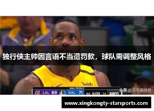 独行侠主帅因言语不当遭罚款，球队需调整风格